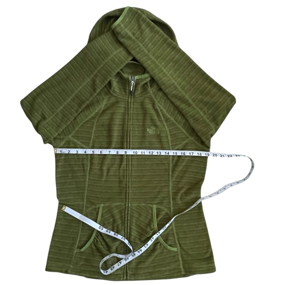 The North Face olive green striped hooded athletic fleece Zip-Up Jacket Sz: L - Picture 11 of 11